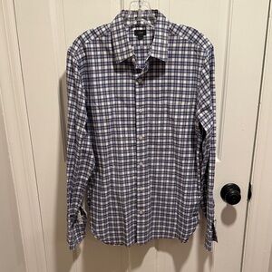 J Crew  Men's slim Navy, White, and orange Plaid Shirt